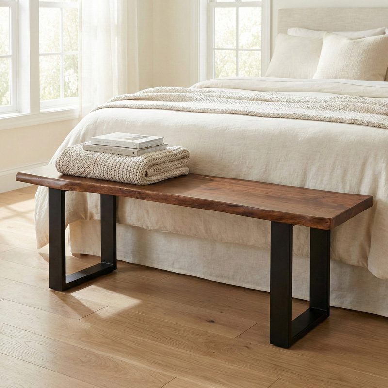 Banc en bois massif Towle, H 18 po x l 55 po x P 16 po