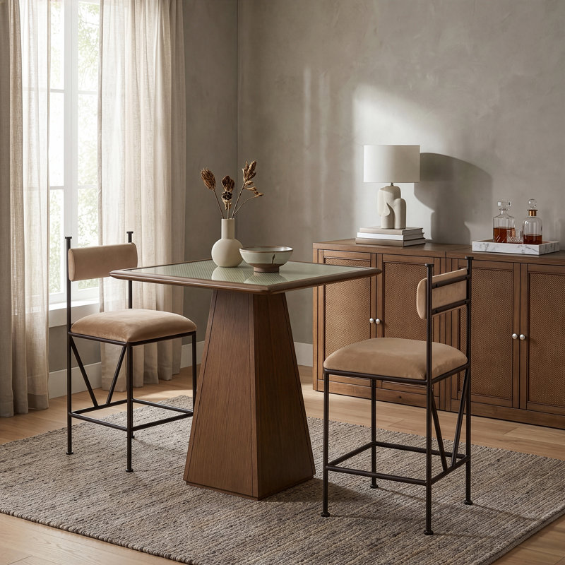 Tabouret de comptoir Monarch, Velours beige