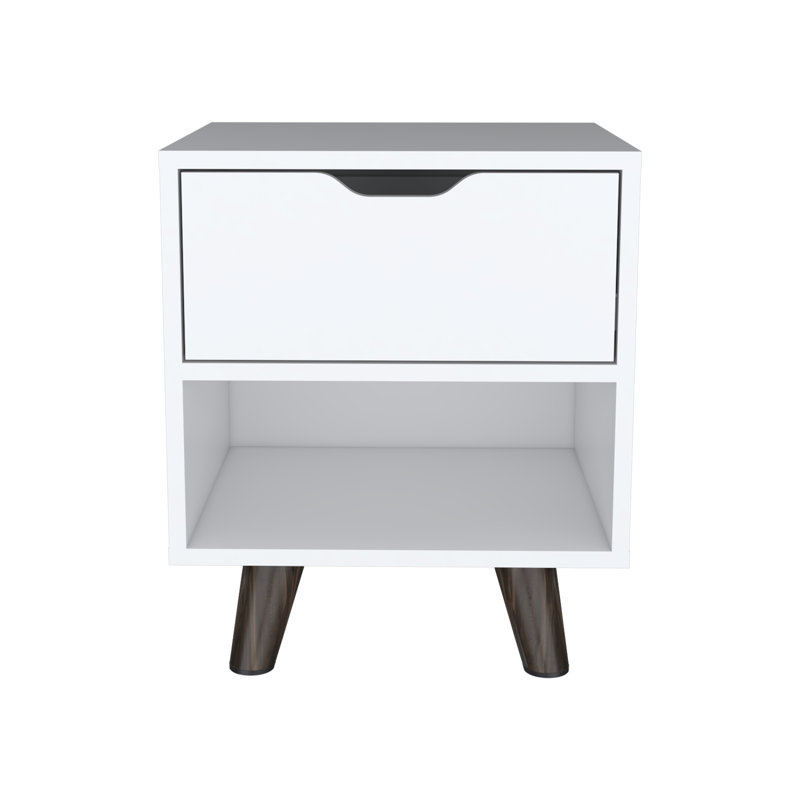 Table de chevet 1 tablette de rangement ouverte 1 pieds en bois