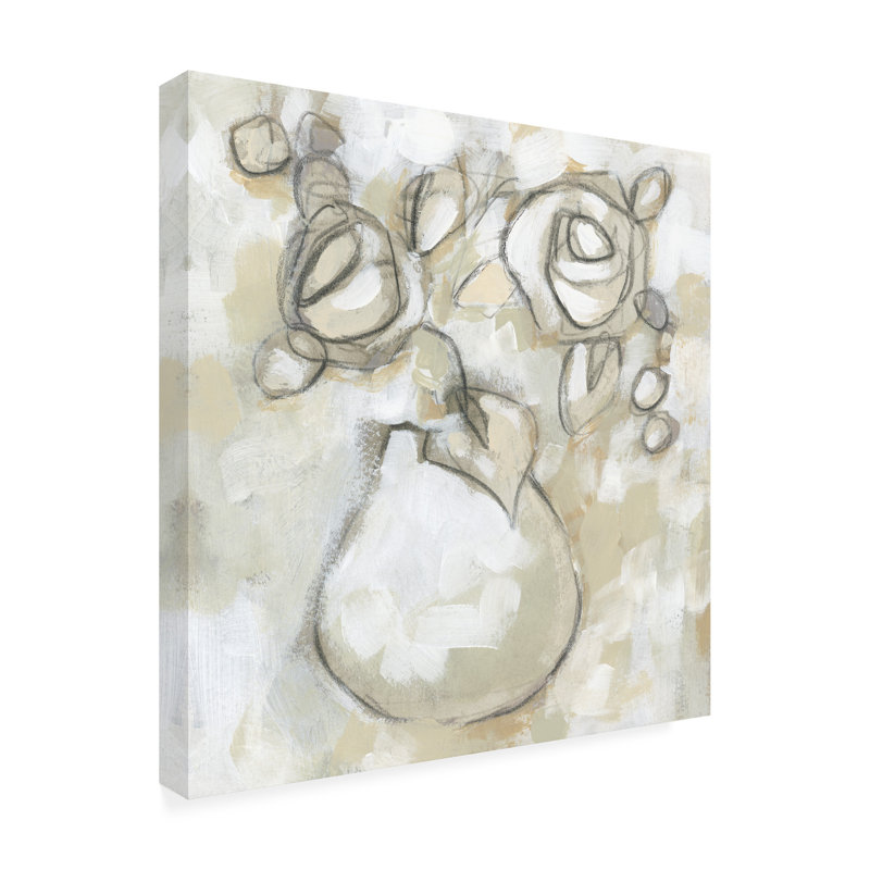 Art mural sur toile tendue - June Erica Vess, «Bouquet S Croquis Impression I», pour une décoration de salon, de chambre à coucher ou de bureau - 18 x 18