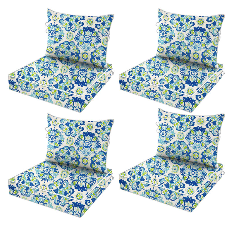 Fade Resistant Outdoor Chair Cushions Set Of 4, 22X22 Deep Seat Patio Cushions, 28D High Resilience Foam Replacement Patio Chair Cushions Set Of 4 With Removable Cover For Sofa, Adirondack Chair, Sectional,Ball Flowers