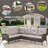  Valierius L-Shaped Outdoor Sectional Sofa Set With Patio Chairs, Ottomans & Side Table-1266610304