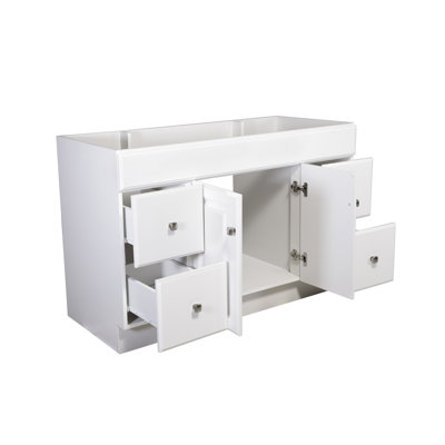 Meuble-lavabo de 48 po Wyndham, prêt à assembler, bois massif, blanc