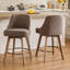 Ensemble de tabourets de bar à hauteur de comptoir Mid-Century de 2360 ° avec pieds en bois massif, chaises pour îlot avec dossier enveloppant, tissu de confort en lin gris-1494734534-1494734533