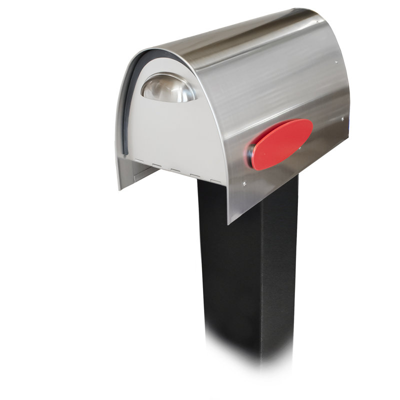Medium Stainless Steel Modern Post Mounted Mailbox