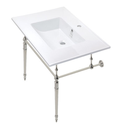 Kingston Brass Edwardian 31-Inch Ceramic Console Sink with Brass Legs