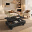 Table basse à plateau relevable pour salon 42 po - Rangement caché à panneau cannelé-863116549