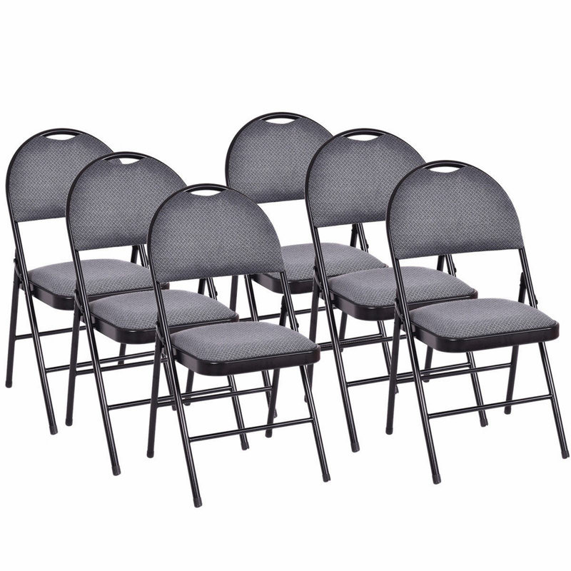 Ensemble de 6 chaises pliantes rembourrées en métal