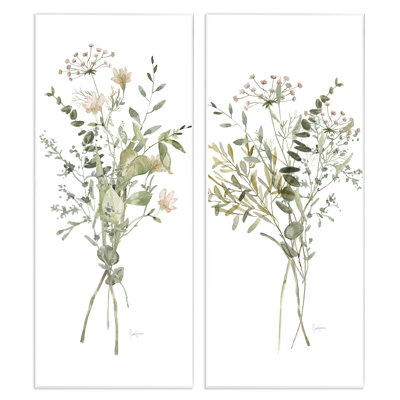 Ensemble de 2 plaques murales style aquarelle fleurs sauvages, design par Livi Finn