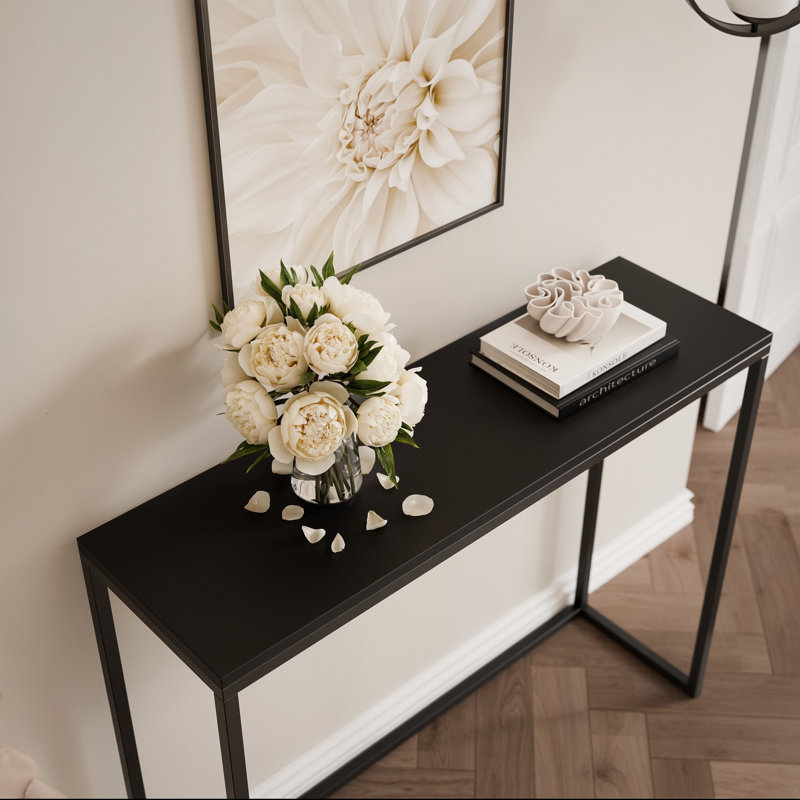 Stainless Steel Top Console Table, 90cm H x 80cm W x 30cm D, Black, Black