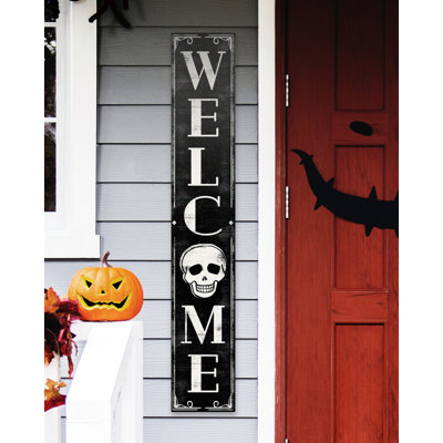 Welcome with Skull Halloween Outdoor Sign