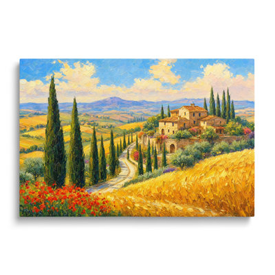 Reproduction sur toile d'un paysage de collines toscanes - 50 x 75 cm