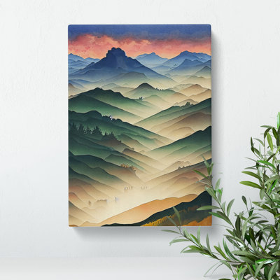 Misty Mountain Landscape - Wrapped Canvas Print