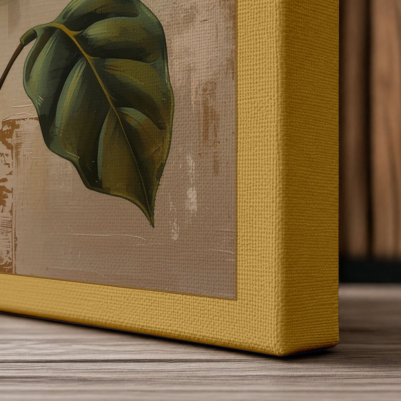 Hibiscus Study Botanical - Wrapped Canvas, 18x12 - 45.7 x 30.5 cm, Ochre Border