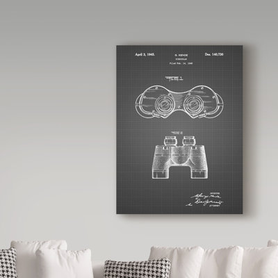 Manilo 'Binoculars' Drawing Print on Wrapped Canvas