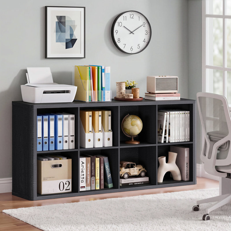 Bibliothèque moderne de 66 cm de hauteur avec 8 cubes, noire, H 26 po, Noir
