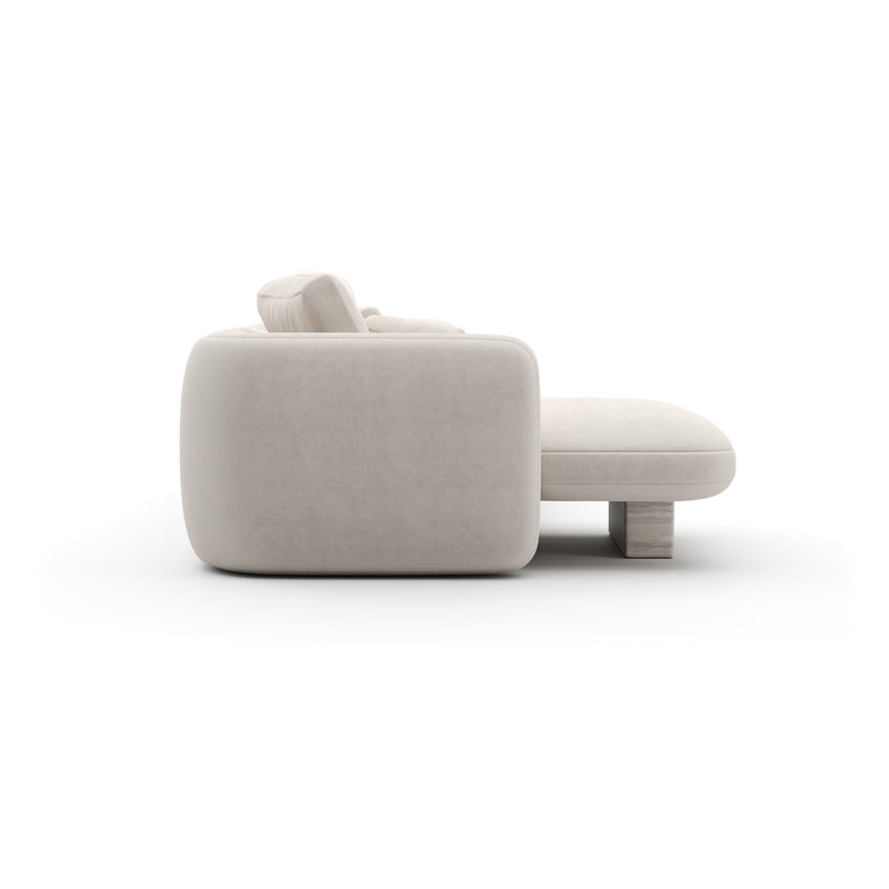 *Overlap Left Chaise Sec Small Dk Taupe, White Polyester Blend, Left Hand Facing