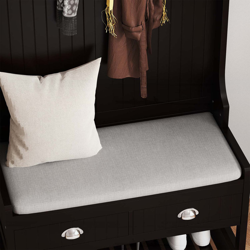 Versatile Hallway Storage Solution with Stylish Seat and Functional Shelves, Black