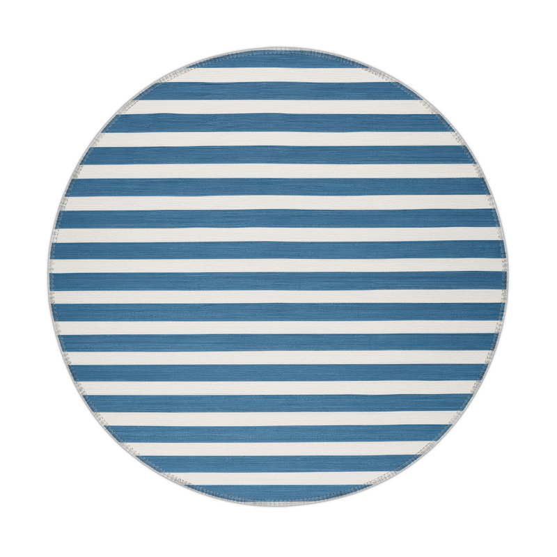 HorizontalStripes Blue Indoor and Outdoor Area Rug, Rectangle 5' x 7'