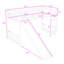Lit mezzanine simple en bois avec glissade, garde-corps et échelle