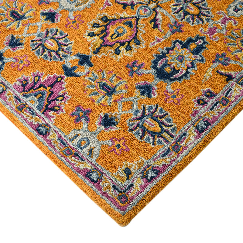Shidler Hand-Tufted Bohemian All-Natural Wool Area Rug, Rectangle 7'6" x 9'6"