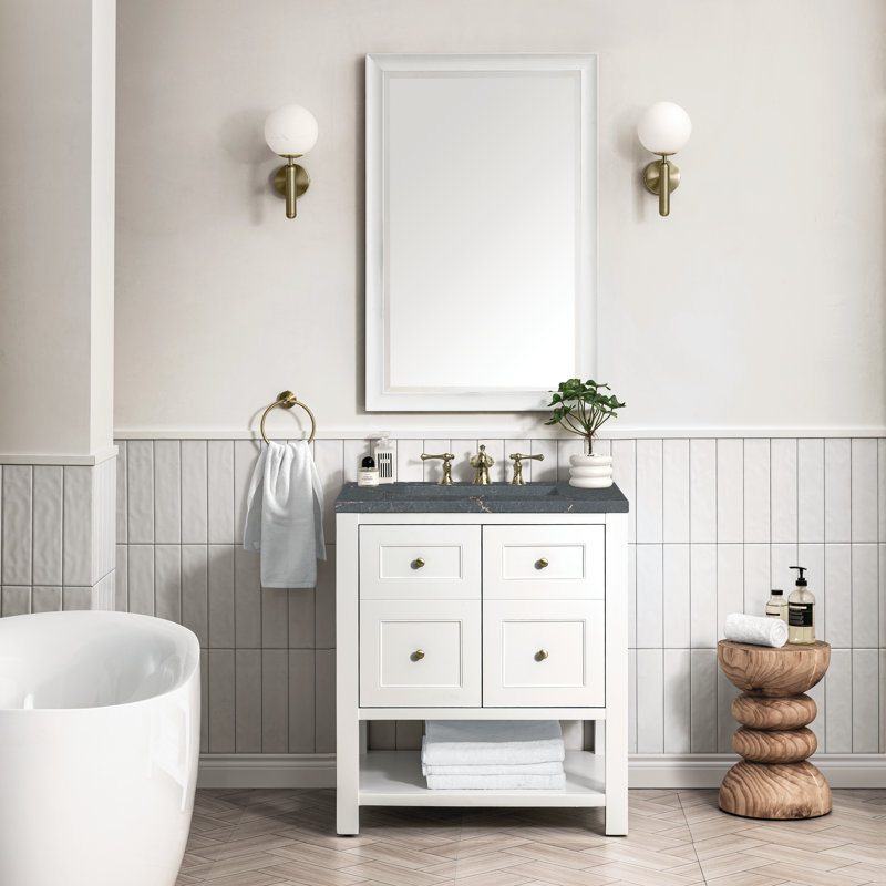 Breckenridge 30'' W Single Vanity, Bright White, Parisien Bleu, 8" Widespread