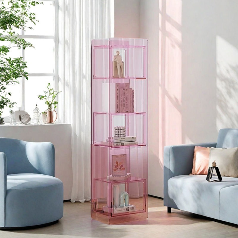 Bibliothèque moderne simple avec porte, Rose