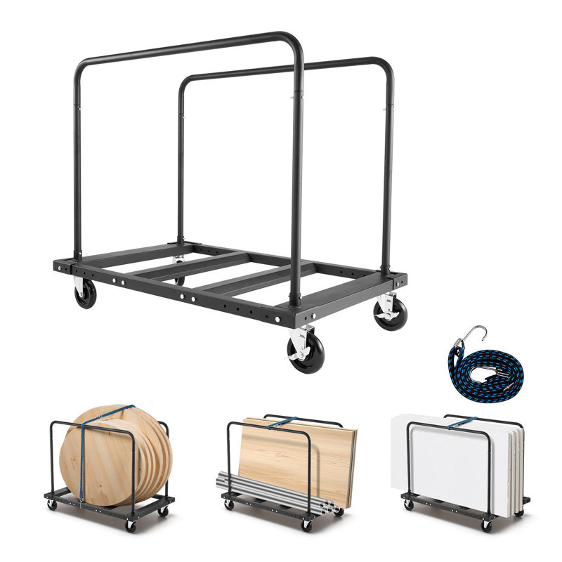 Chariot robuste à panneau de cloison sèche avec capacité de 1800 lb, camion à panneau en acier avec roulettes pivotantes et sangle d'arrimage pour la construction d'entrepôt