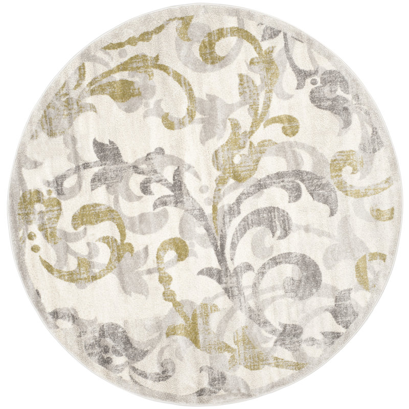 Tapis ivoire / gris clair Ammundsen, Rond 5 pi