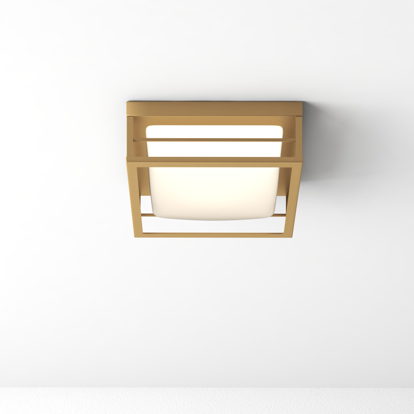 Krista Single Light Glass LED Flush Mount, Satin Brass, 4.25" H x 12" W x 12" D