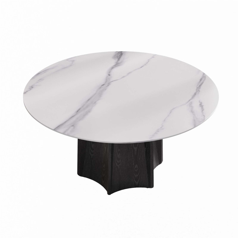 Round Marble Dining Table(Dining Table Only), 29.53"H x 59.05"L x 59.05"W, White