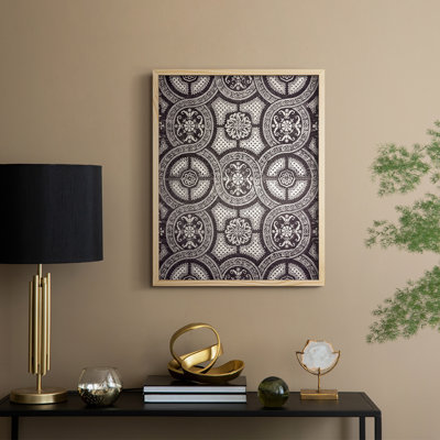 «Vintage Abstract Print CXC», reproduction encadrée - bois massif