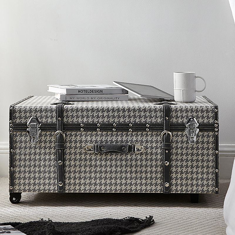 Texture Brand Designer Trunk with Wheels - Houndstooth Chic