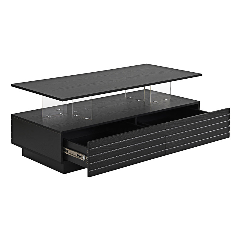 Rectangular Coffee Table With Drawers, Black