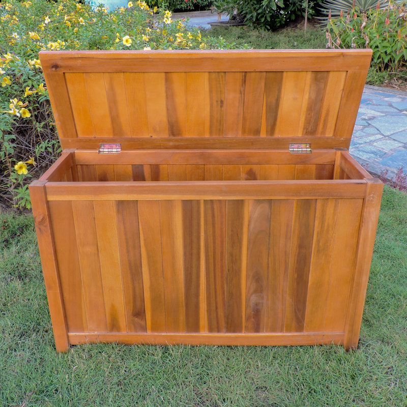 Gracie Oaks Debraoh 32'' W 29 Gallons Water Resistant Solid Wood Acacia Deck Box, Brown