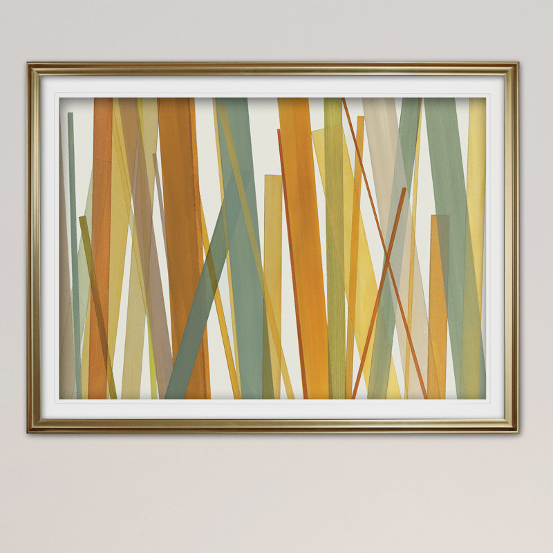 « summer hayfield », reproduction de peinture à l’acrylique encadrée, H 24 po x l 32 po x P 1,5 po, Or