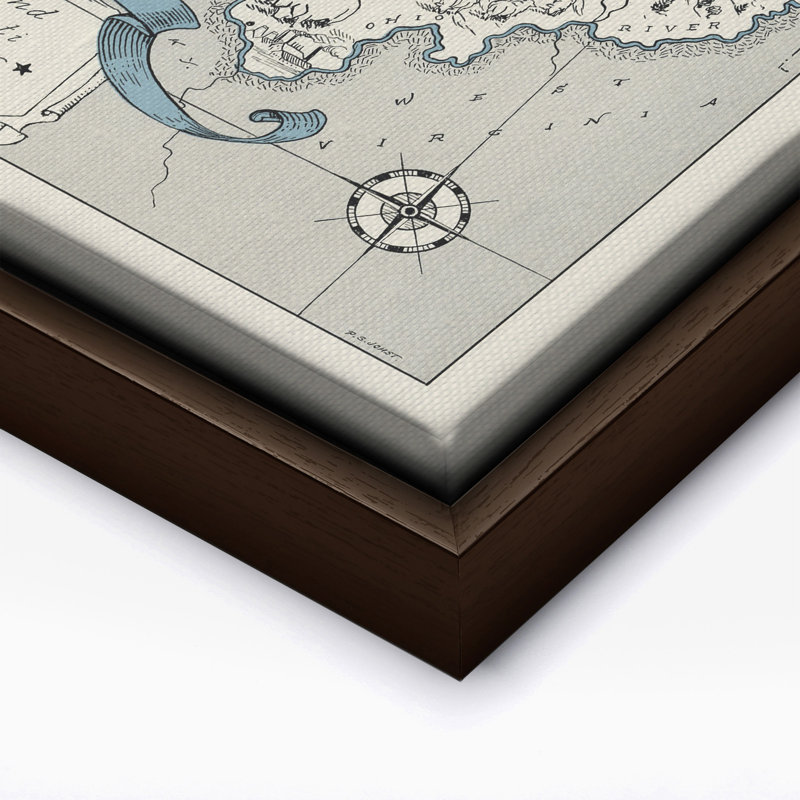 Carte de l'Ohio, Canvas, 08"H x 10"W, Brown Framed