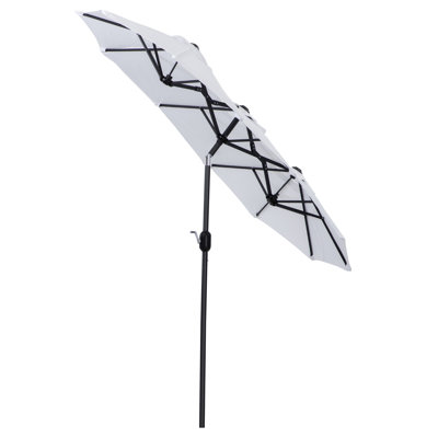 9.5' Double-sided Patio Umbrella - Push Button Tilt & Crank, 3 Air Vents 12 Ribs, White