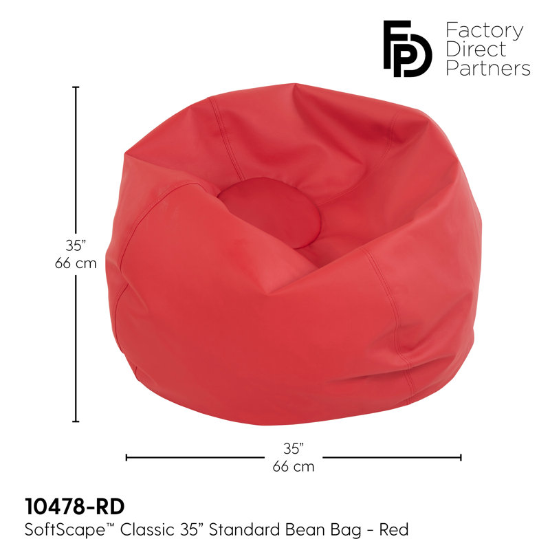 SoftScape Classic Bean Bag, 11" H x 22" W x 22" D, Red