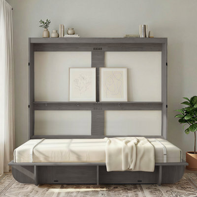Armoire moderne grand lit escamotable - blanc brillant ou bois naturel, capacité de 1000 lb