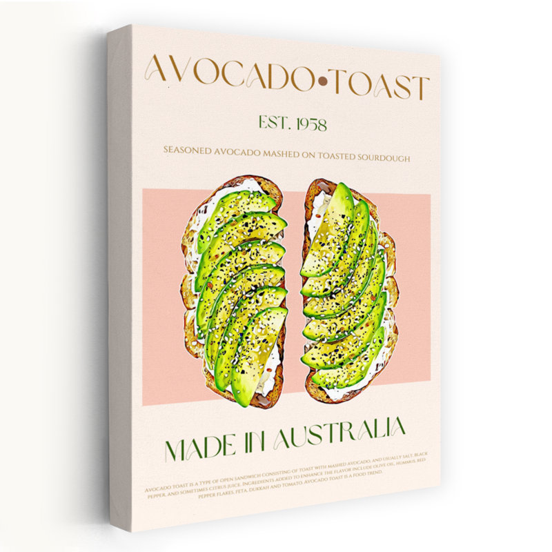 «Fresh Avocado Toast», art mural contemporain, H 60 po x l 40 po