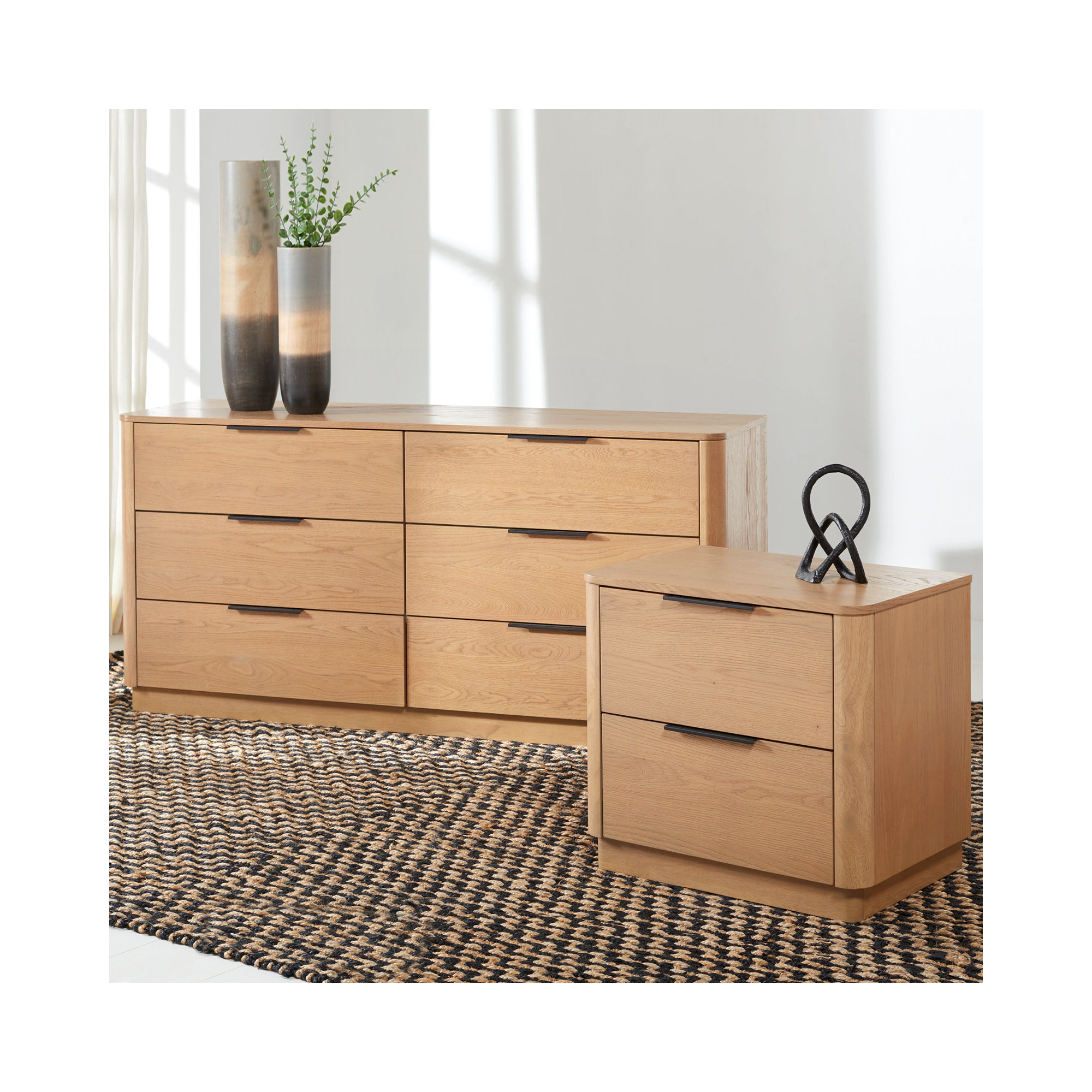 Tahani Bedroom Set, Natural/Black