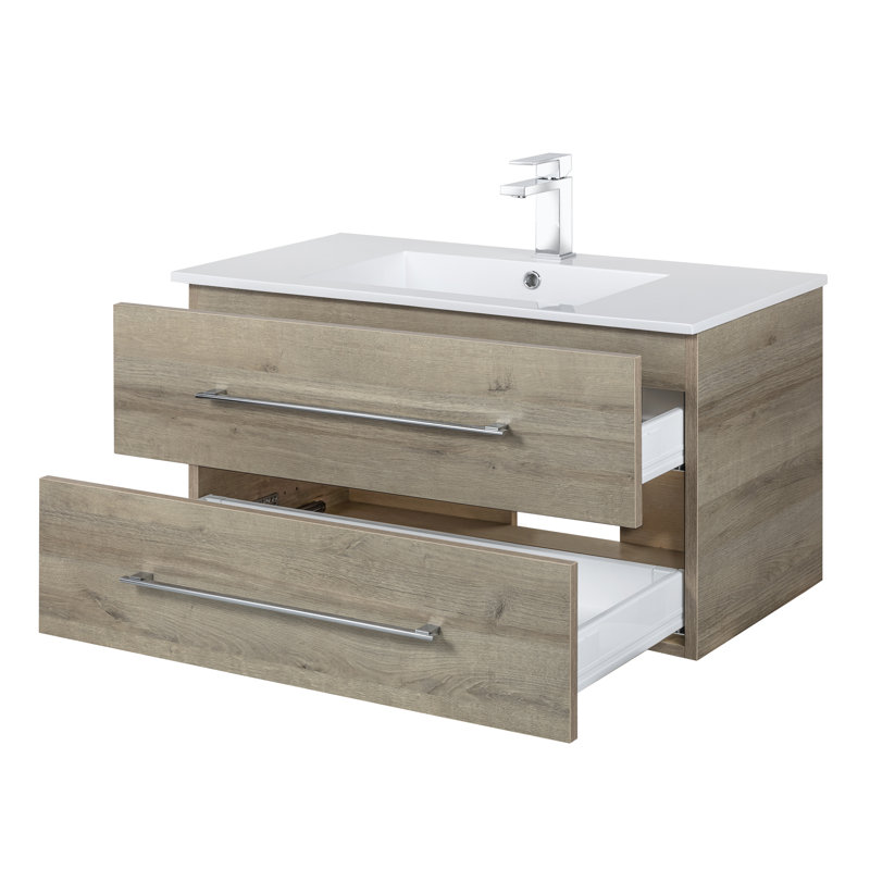 Kato 36" Single Sink Bathroom Vanity with Cultured Marble Top, Brown