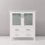 Meuble-lavabo blanc en céramique 30 po x 18,25 po - fermeture en bois massif, 1 pièce et 2 tiroirs pour salle de bain style bohémien 30 po x 18,25 po
