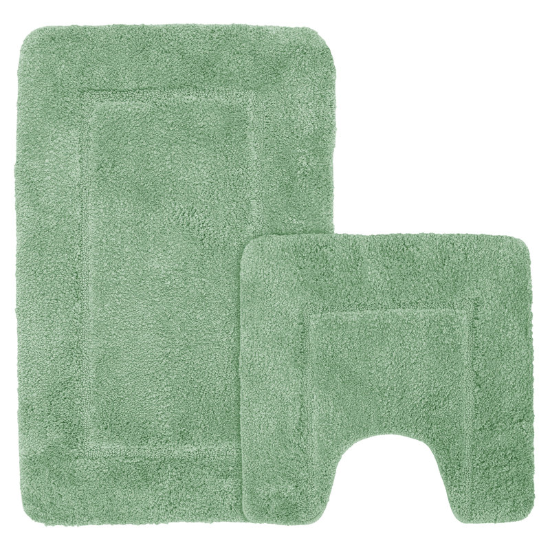 Mayfair Micro Fibre Anti Slip Bath Mat Set, Green