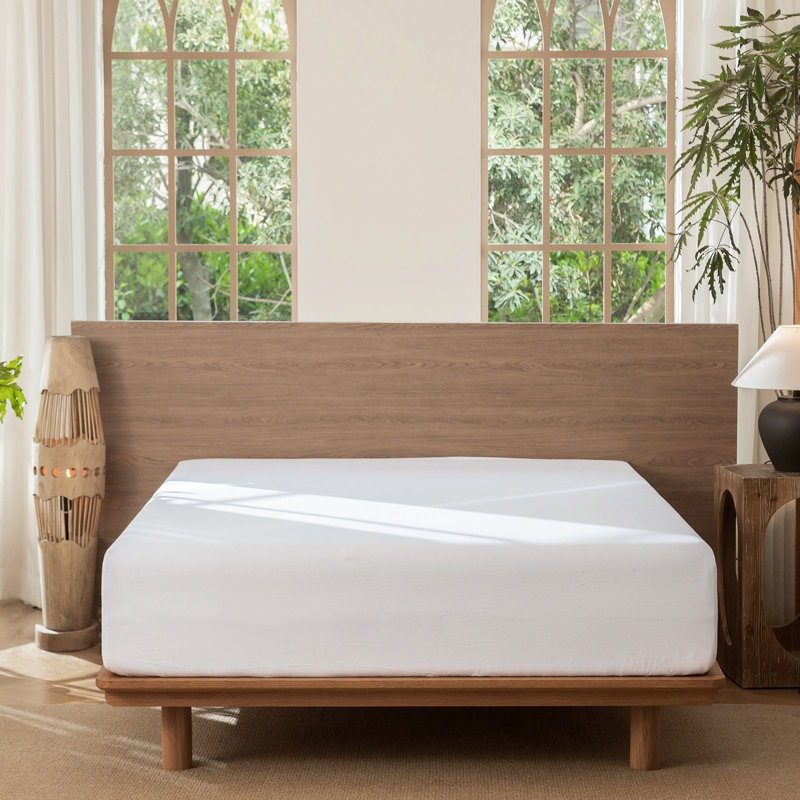 Drap-housse MooMee 100% coton lavé extra profond, Blanc brillant, Très grand lit