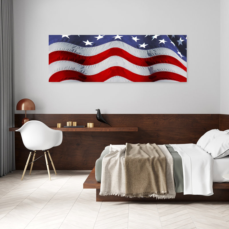 Gros plan sur un drapeau américain, art mural contemporain, H 20 po x l 60 po