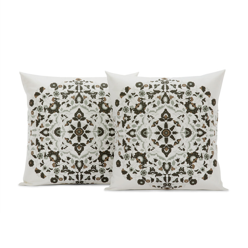 Kerala Cocoa Blue and White Cotton Euro Pillow Covers