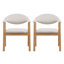 Chaises de salle à manger rembourrées avec dossier incurvé, tissu beige et structure en bois d'hévéa naturel, ensemble de 2