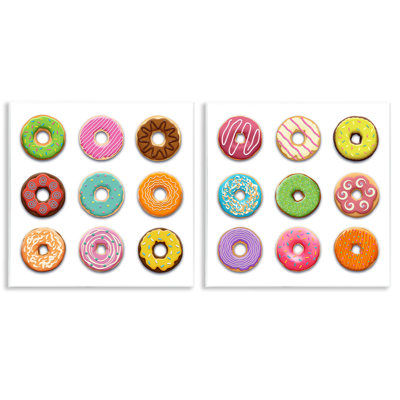 Ensemble de 2 plaques murales Bright & Fun Donuts, design par Marcus Prime